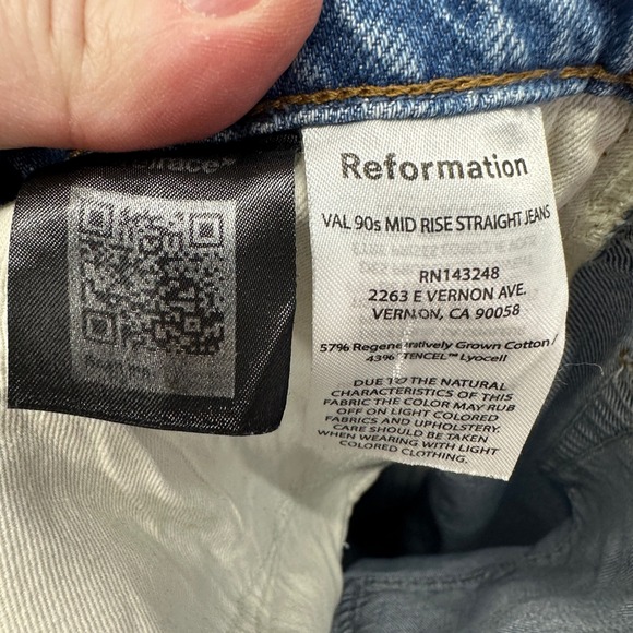 Reformation Jeans Val 90s Mid Rise Straight Leg Jeans Size 32 Colorado Wash - Picture 5 of 8